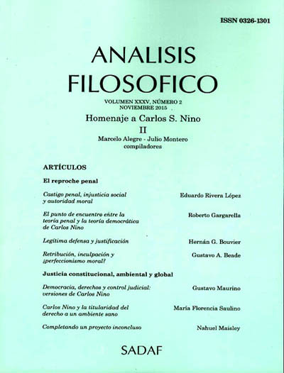 Análisis Filosófico, Revista de filosofía, noviembre 2015