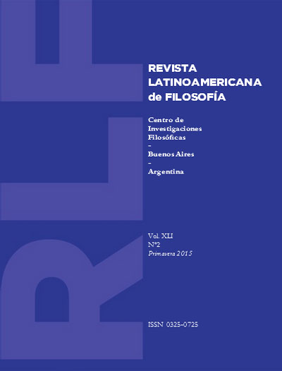 Revista Latinoamericana de Filosofía, Primavera 2015